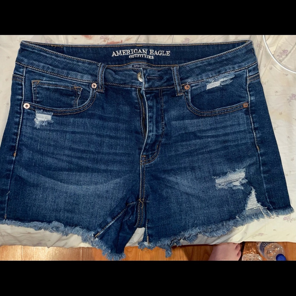Dark Wash Denim Midi Rise Jean Short AE